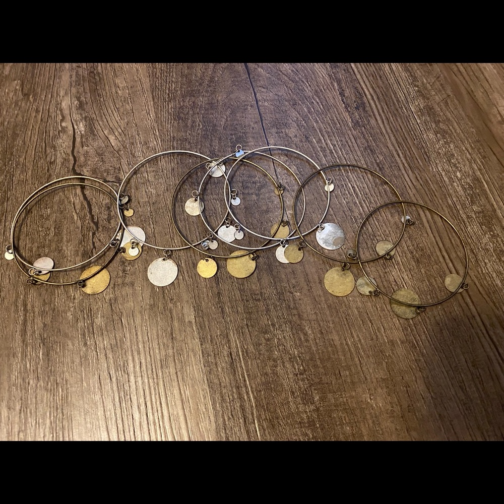 8 Vintage Gold & Silver Tone Disks Bangle Bracelets FREE W PURCHASE OF 2 ITEMS
